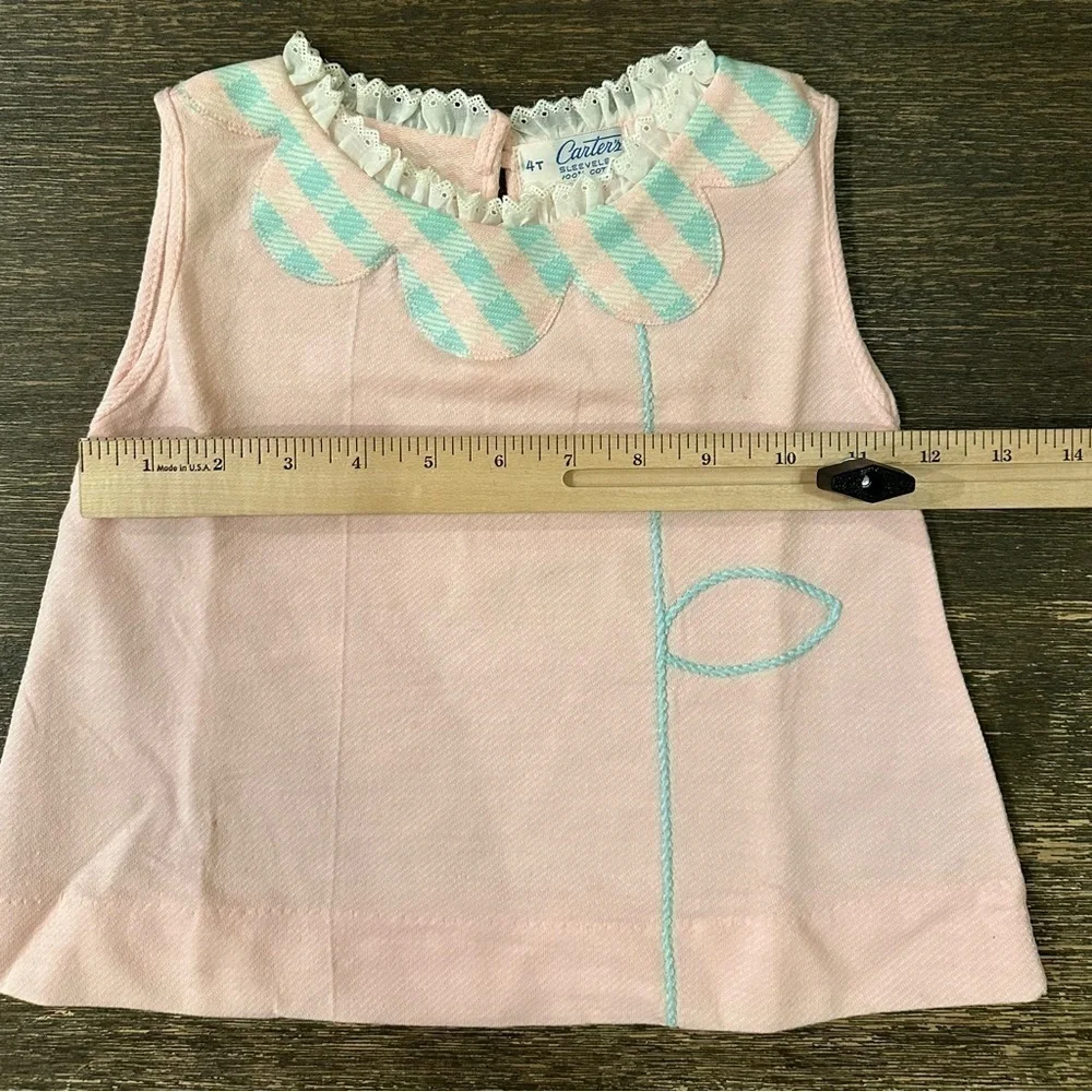 VTG Carter’s 60s/70s Baby/Toddler 4T Set Girls Gingham Summer Outfit Pink Blue